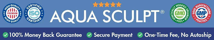 AquaSculpt: quality, GMO-free and GMP badges, money-back guarantee and secure payment