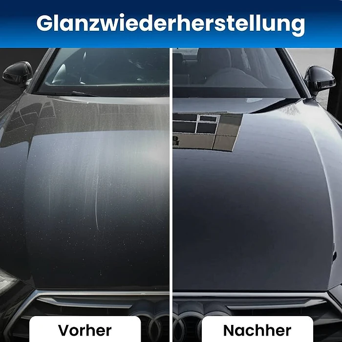 Motorhaube vor und nach der Anwendung von NanoPolix